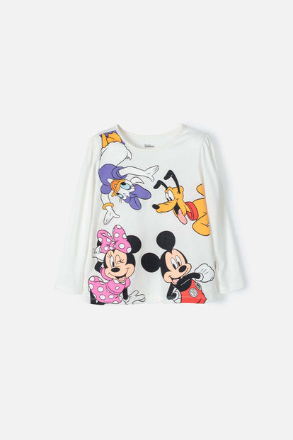 CAMISETA DE MICKEY MOUSE MANGA LARGA MARFIL PARA NIÑA