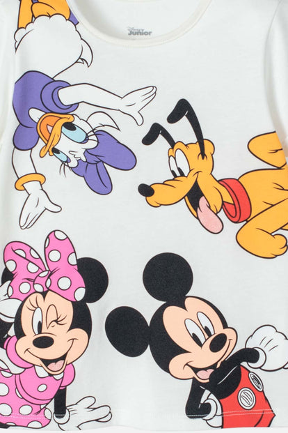 CAMISETA DE MICKEY MOUSE MANGA LARGA MARFIL PARA NIÑA