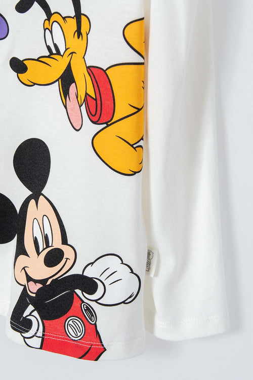 GIRL'S IVORY MICKEY MOUSE LONG SLEEVE T-SHIRT