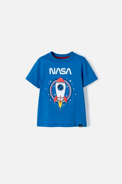 CAMISETA DE LA NASA AZUL REY DE MANGA CORTA PARA NIÑO 2T A 5T
