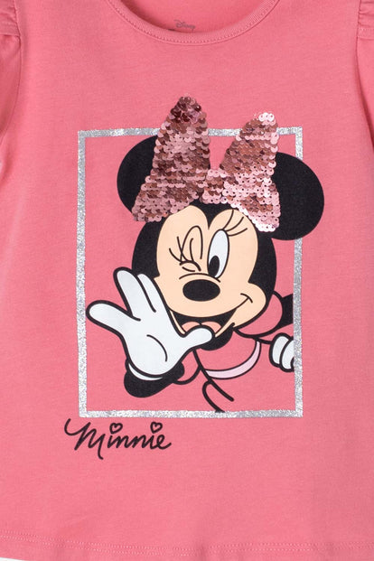 CAMISETA DE MINNIE MOUSE ROSA VIEJO MANGA CORTA PARA NIÑA 2T A 5T
