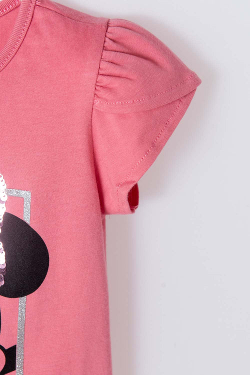 MINNIE MOUSE DUSTY ROSE SHORT SLEEVE T-SHIRT FOR GIRL 2T TO 5T