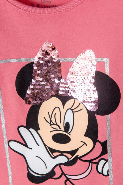 CAMISETA DE MINNIE MOUSE ROSA VIEJO MANGA CORTA PARA NIÑA 2T A 5T