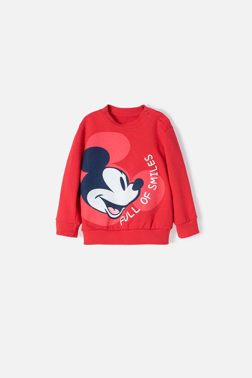 RED CLOSED MICKEY MOUSE SWEATER FOR BABY BOY