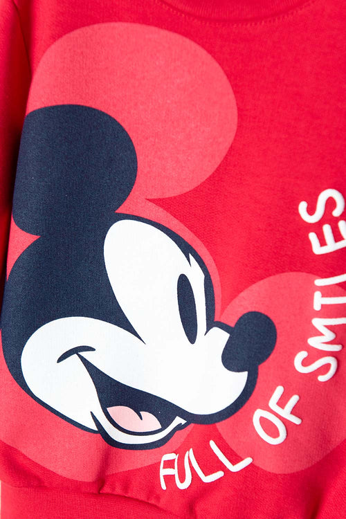 RED CLOSED MICKEY MOUSE SWEATER FOR BABY BOY