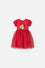 VESTIDO DE MINNIE MOUSE ROJO ESTAMPADO EN FRENTE PARA NIÑA 2T A 5T