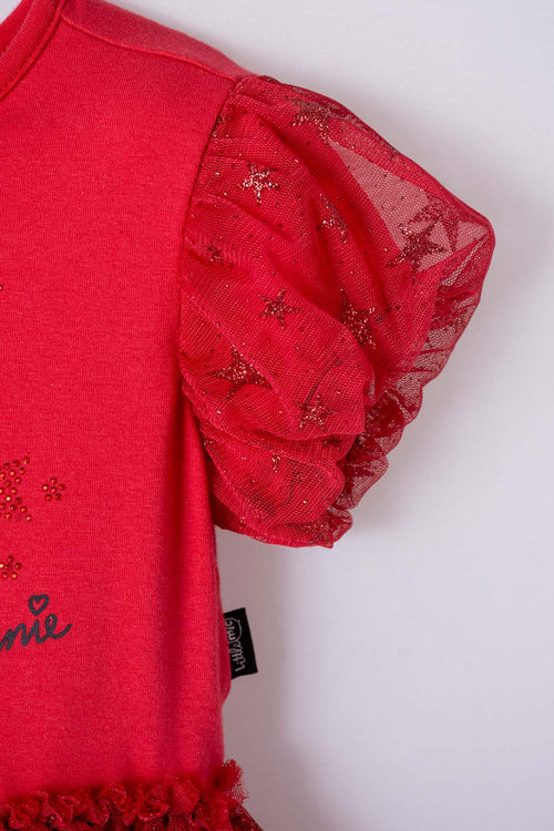 MINNIE MOUSE RED PRINTED DRESS FOR GIRLS SIZES 2T TO 5T