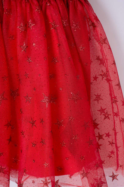 VESTIDO DE MINNIE MOUSE ROJO ESTAMPADO EN FRENTE PARA BEBÉ NIÑA