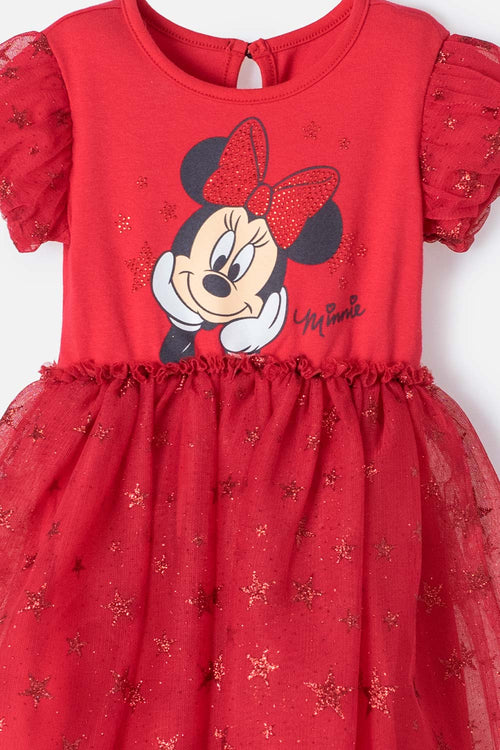 RED MINNIE MOUSE PRINTED DRESS FOR BABY GIRL