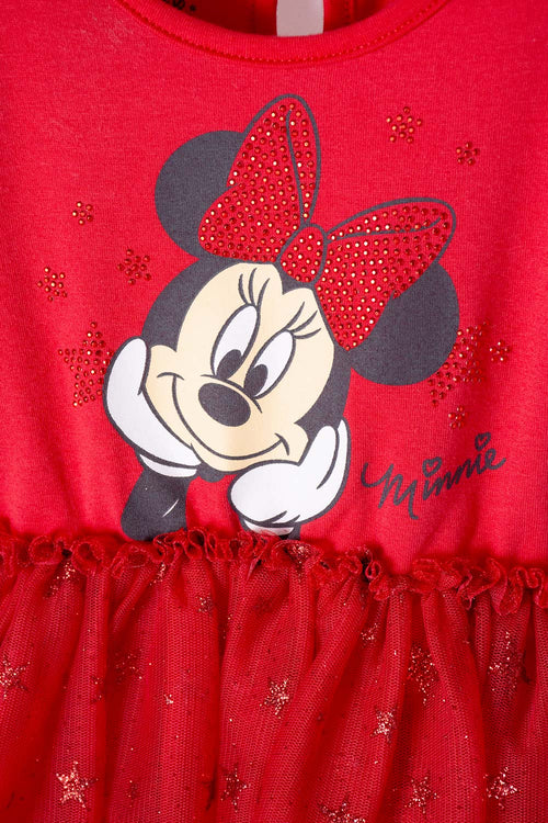 RED MINNIE MOUSE PRINTED DRESS FOR BABY GIRL