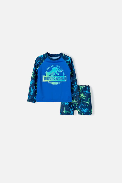 JURASSIC WORLD LONG-SLEEVED SWIM SET BLUE FOR BOY 2T TO 5T