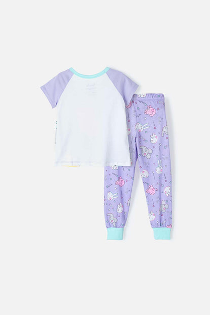 PIJAMA DE PEPPA PIG DE PANTALÓN LARGO LILA PARA NIÑA 2T A 5T