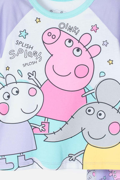 PIJAMA DE PEPPA PIG DE PANTALÓN LARGO LILA PARA NIÑA 2T A 5T