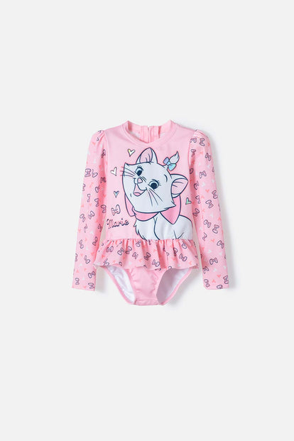 MARIE CAT PINK LONG SLEEVE SWIMSUIT FOR GIRLS 2T TO 5T