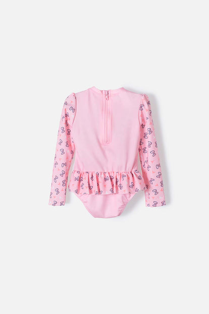 MARIE CAT PINK LONG SLEEVE SWIMSUIT FOR GIRLS 2T TO 5T