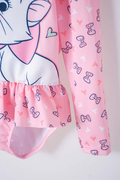 MARIE CAT PINK LONG SLEEVE SWIMSUIT FOR GIRLS 2T TO 5T