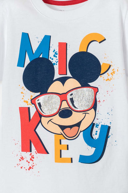 CAMISETA DE MICKEY  MANGA CORTA BLANCO PARA NIÑO 2T A 5T