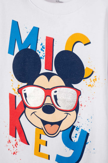CAMISETA DE MICKEY  MANGA CORTA BLANCO PARA NIÑO 2T A 5T