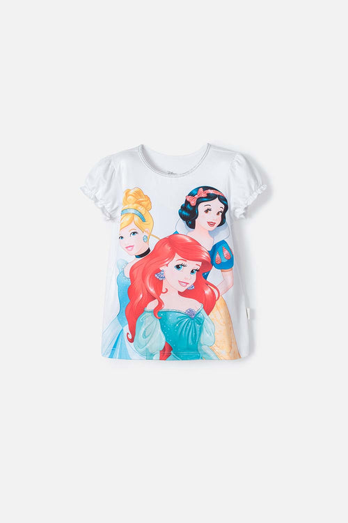 GIRLS' WHITE DISNEY PRINCESS SHORT SLEEVE T-SHIRT 2T TO 5T
