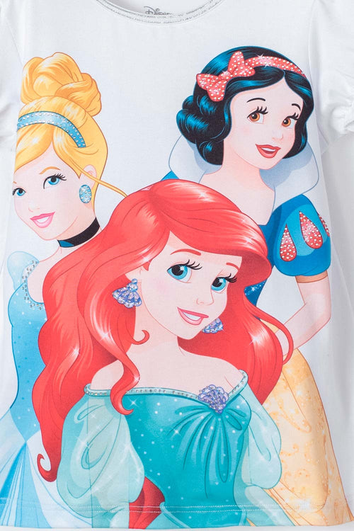 GIRLS' WHITE DISNEY PRINCESS SHORT SLEEVE T-SHIRT 2T TO 5T