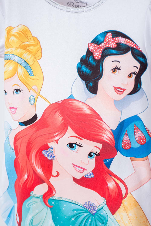 GIRLS' WHITE DISNEY PRINCESS SHORT SLEEVE T-SHIRT 2T TO 5T