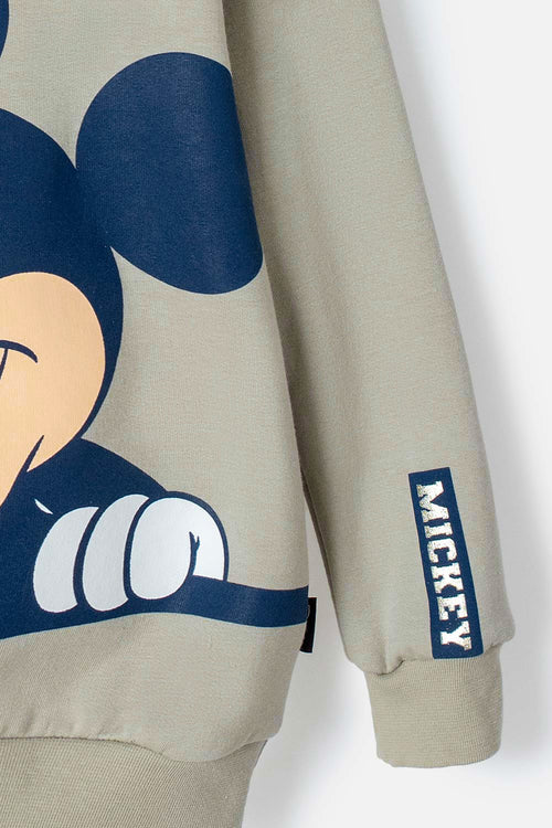 OLIVE GREEN CLOSED MICKEY MOUSE SWEATER FOR BOYS 2T TO 5T