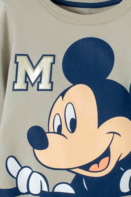 OLIVE GREEN CLOSED MICKEY MOUSE SWEATER FOR BOYS 2T TO 5T