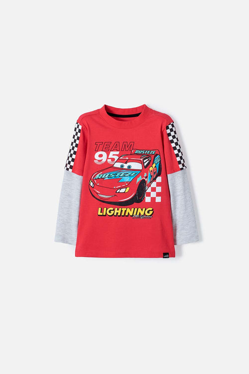 CARS MULTICOLOR LONG SLEEVE T-SHIRT FOR BOYS 2T TO 5T