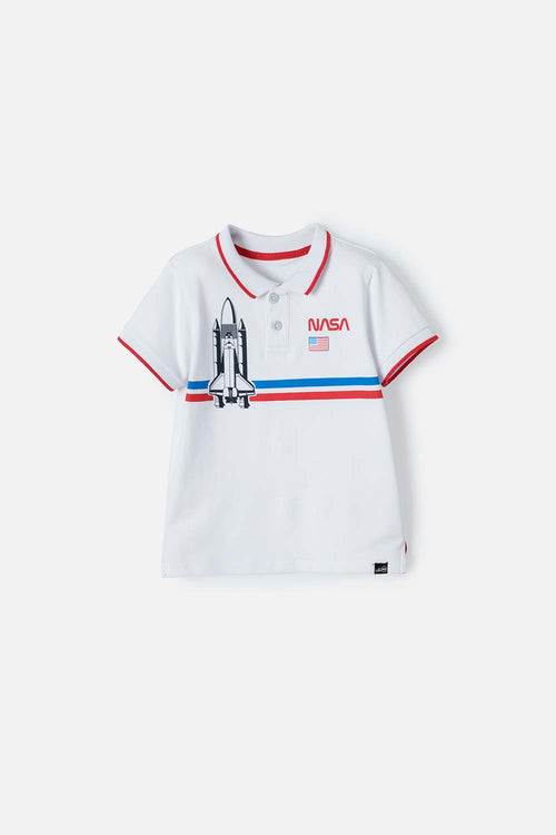 NASA WHITE POLO SHIRT FOR BOYS 2T TO 5T