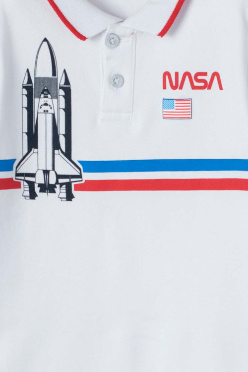 NASA WHITE POLO SHIRT FOR BOYS 2T TO 5T