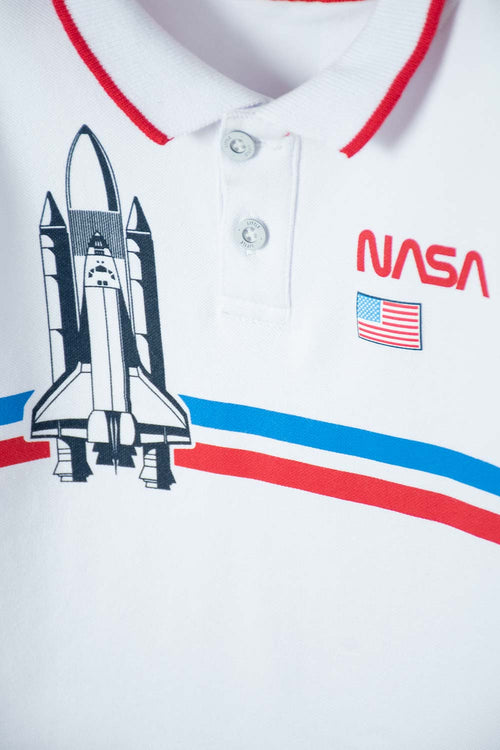 NASA WHITE POLO SHIRT FOR BOYS 2T TO 5T