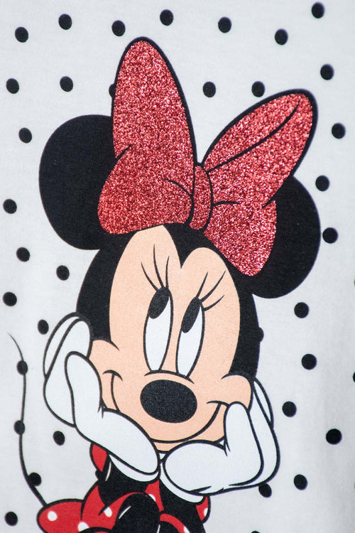 MINNIE MOUSE IVORY LONG SLEEVE T-SHIRT FOR GIRLS 2T TO 5T