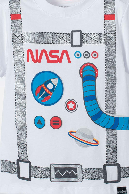 NASA White and Blue Long Pants Set for Boys