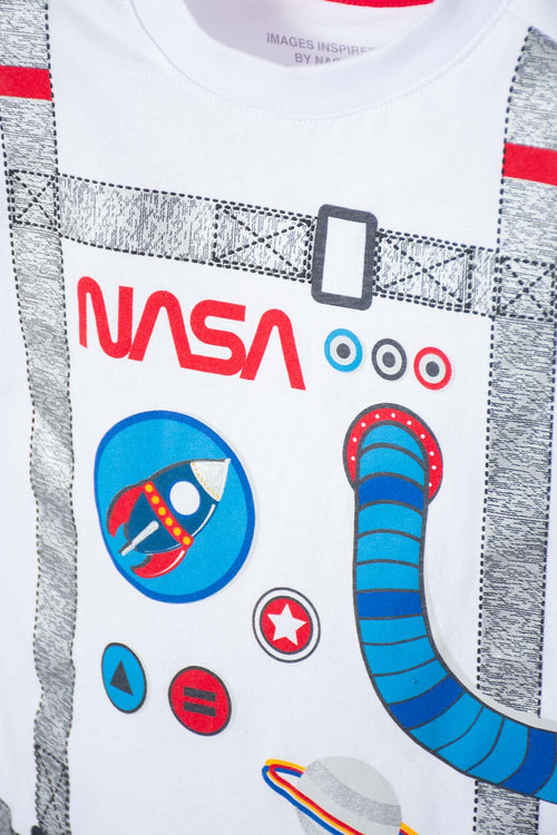 NASA White and Blue Long Pants Set for Boys