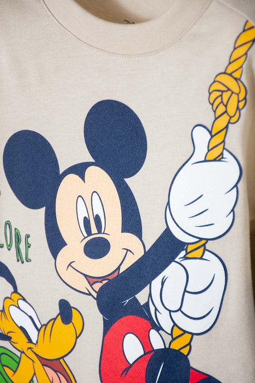 MICKEY LONG SLEEVE T-SHIRT KHAKI AND BLUE FOR BOYS 2T TO 5T
