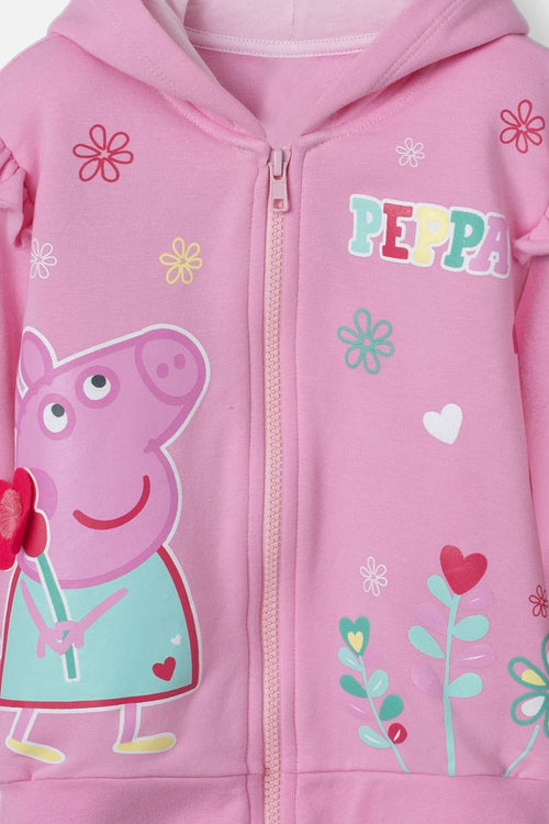 GIRL'S PEPPA PIG PINK OPEN HOODIE 2T TO 5T