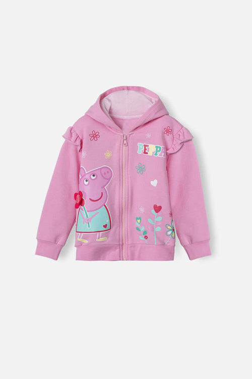 GIRL'S PEPPA PIG PINK OPEN HOODIE 2T TO 5T