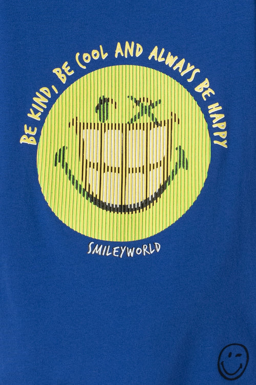 ELECTRIC BLUE SMILEY SHORT SLEEVE T-SHIRT FOR BOYS 2T-5T