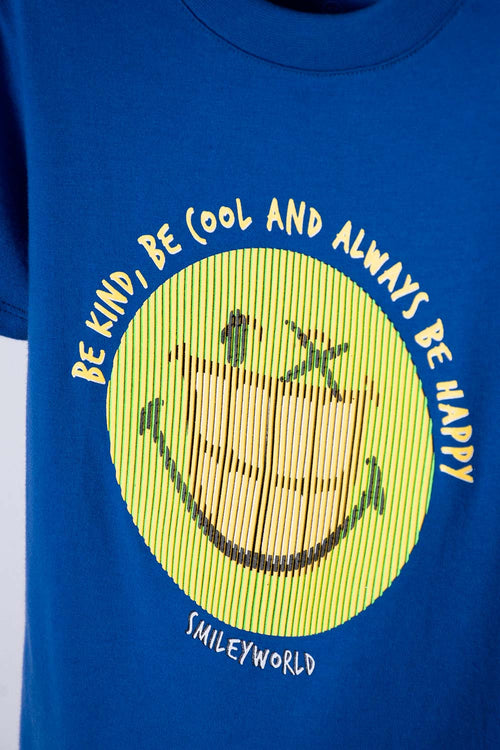 ELECTRIC BLUE SMILEY SHORT SLEEVE T-SHIRT FOR BOYS 2T-5T
