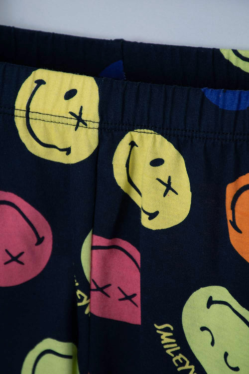 BOY'S WHITE AND DARK BLUE SHORT-SLEEVED SMILEY PAJAMAS 2T TO 5T