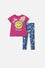 CONJUNTO DE SMILEY FUCSIA Y AZUL DE PANTALÓN LARGO PARA NIÑA 2T A 5T