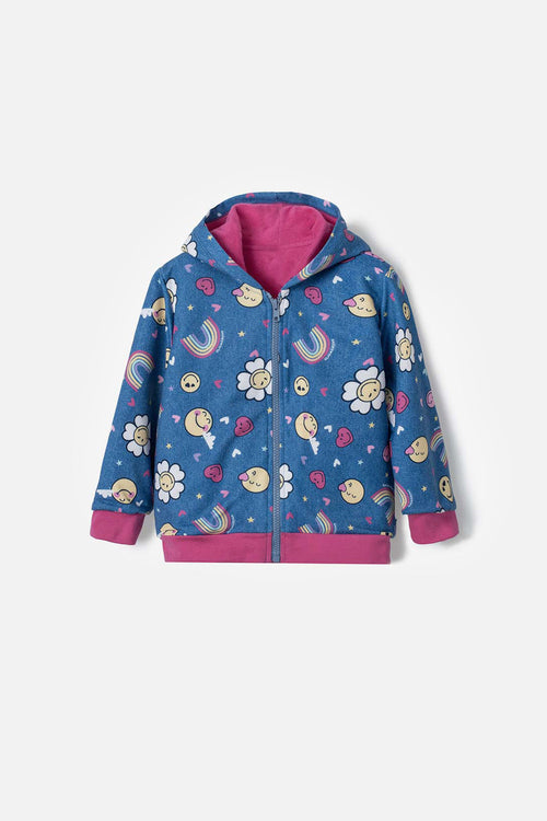 GIRLS' MULTICOLOR SMILEY HOODIE 2T-5T