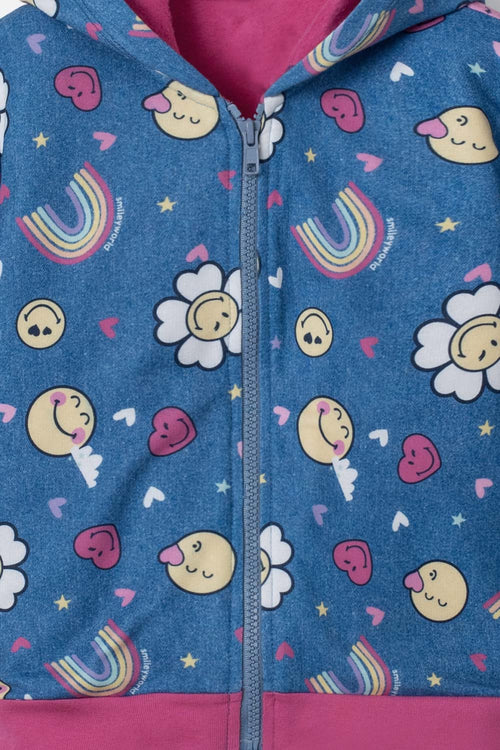 GIRLS' MULTICOLOR SMILEY HOODIE 2T-5T