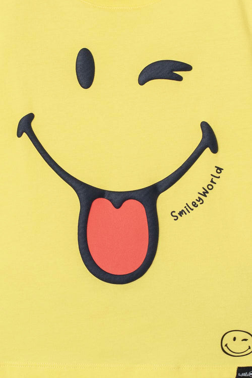 SMILEY WORLD SHORT SLEEVE YELLOW T-SHIRT FOR BOYS 2T TO 5T