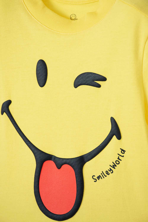 SMILEY WORLD SHORT SLEEVE YELLOW T-SHIRT FOR BOYS 2T TO 5T