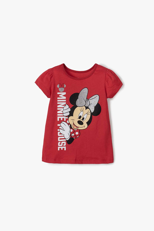 MINNIE MOUSE RED SHORT SLEEVE T-SHIRT FOR GIRLS SIZES 2T TO 5T