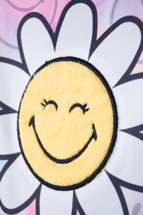 GIRLS' MULTICOLOR PRINTED SMILEY T-SHIRT 2T TO 5T