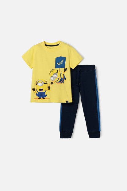 CONJUNTO DE LOS MINIONS AMARILLO Y AZUL DE PANTALÓN LARGO PARA NIÑO 2T A 5T