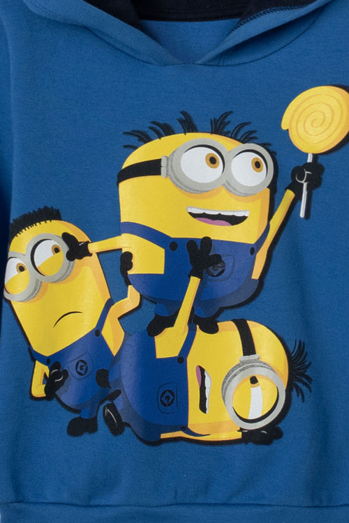 MINIONS BLUE HOODED SWEATSHIRT FOR BOYS 2T TO 5T