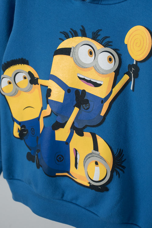 MINIONS BLUE HOODED SWEATSHIRT FOR BOYS 2T TO 5T
